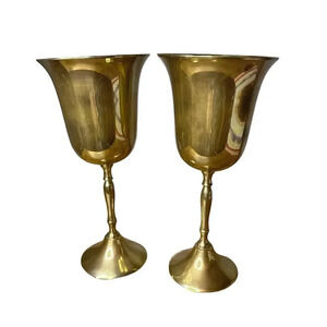 International Silver Co Set Of 2 Handmade Solid Brass Collectible Glass